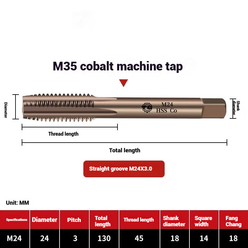 1104-M35 Cobalt straight flute tap machine tapping stainless steel special high-speed steel tapping coarse teeth spiral apex Shandong Denso Pricision Tools Co.,Ltd.
